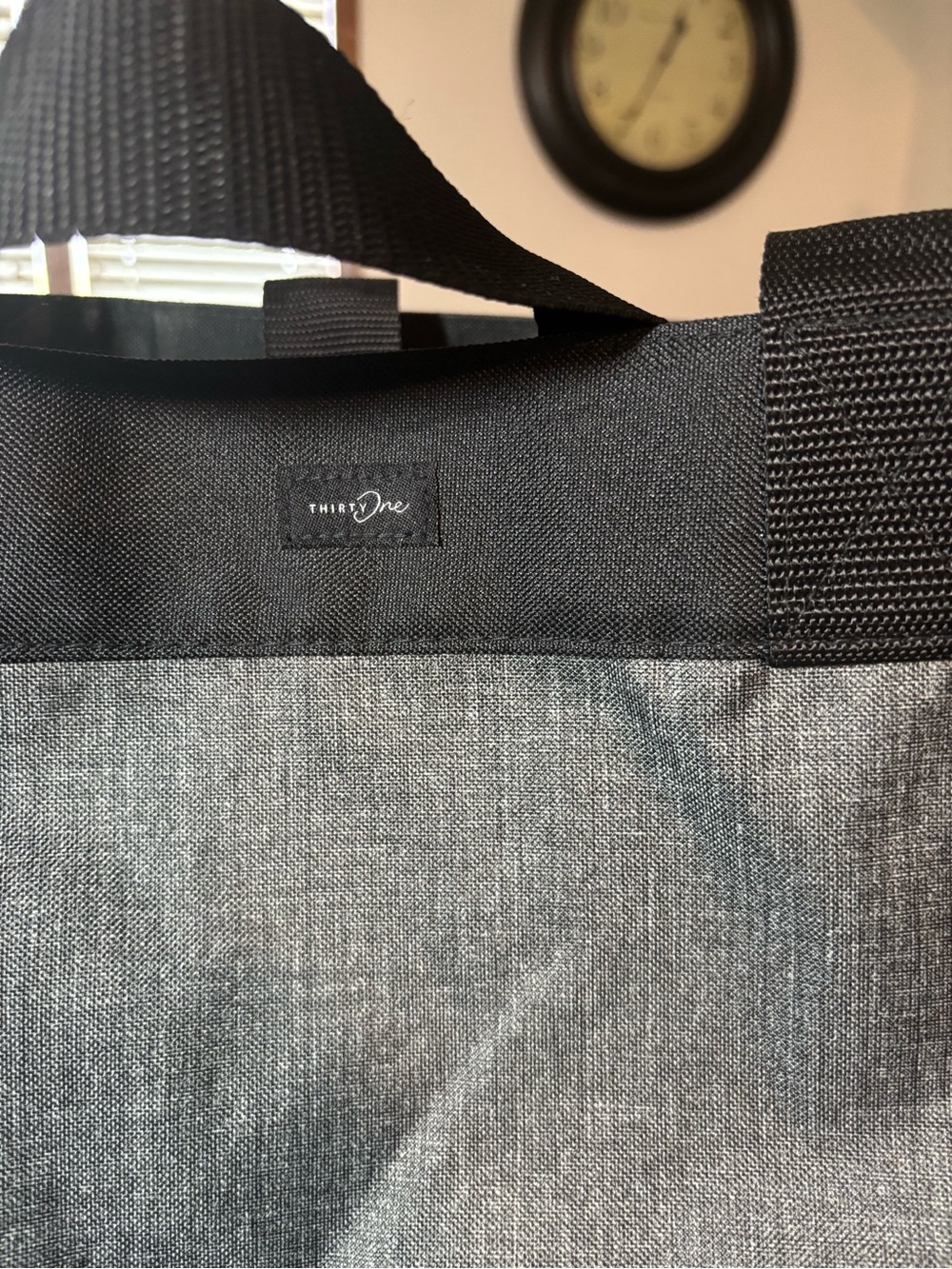 thirty-one Gray Tote with Black Handles